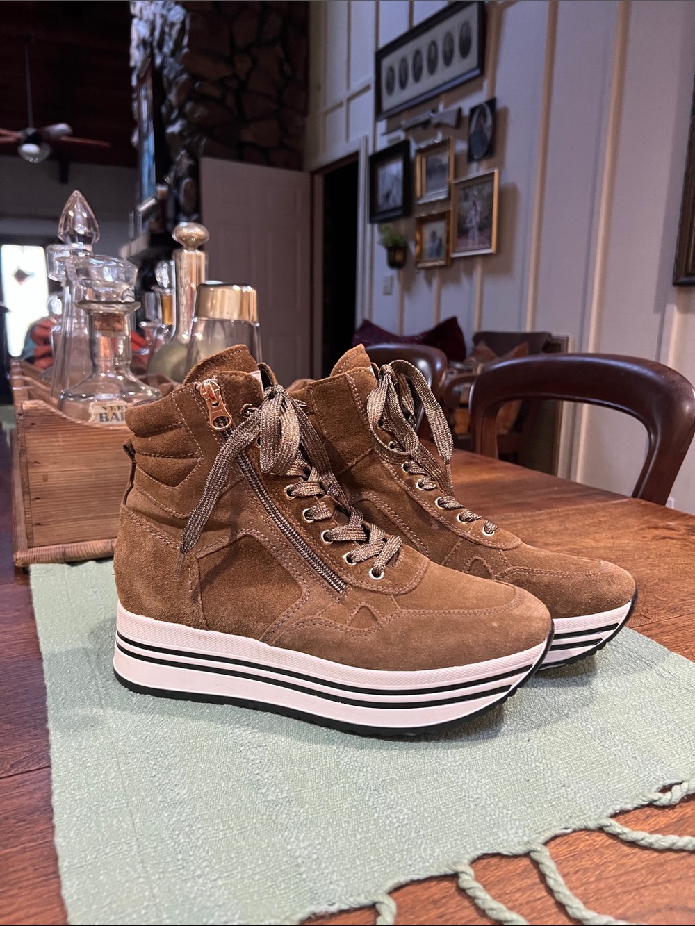 Nero Giardini Italian Suede Platform Sneakers